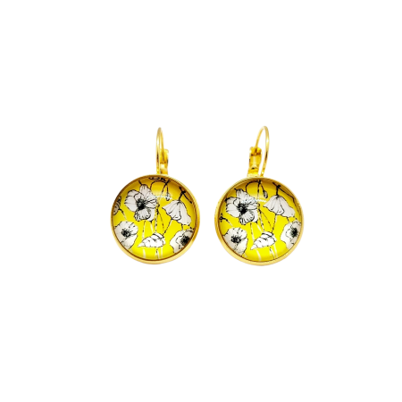 EARRINGS GOLD GIRL WITH YELLOW FLOWERS